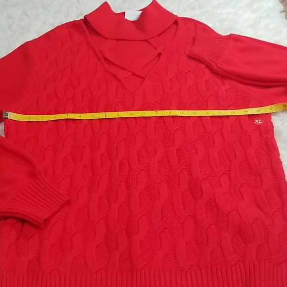 New York & Co Red Knitted Cowl Neck Sweater.  Size XL - Picture 9 of 11